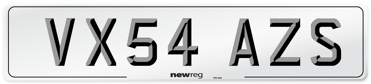 VX54 AZS Number Plate from New Reg